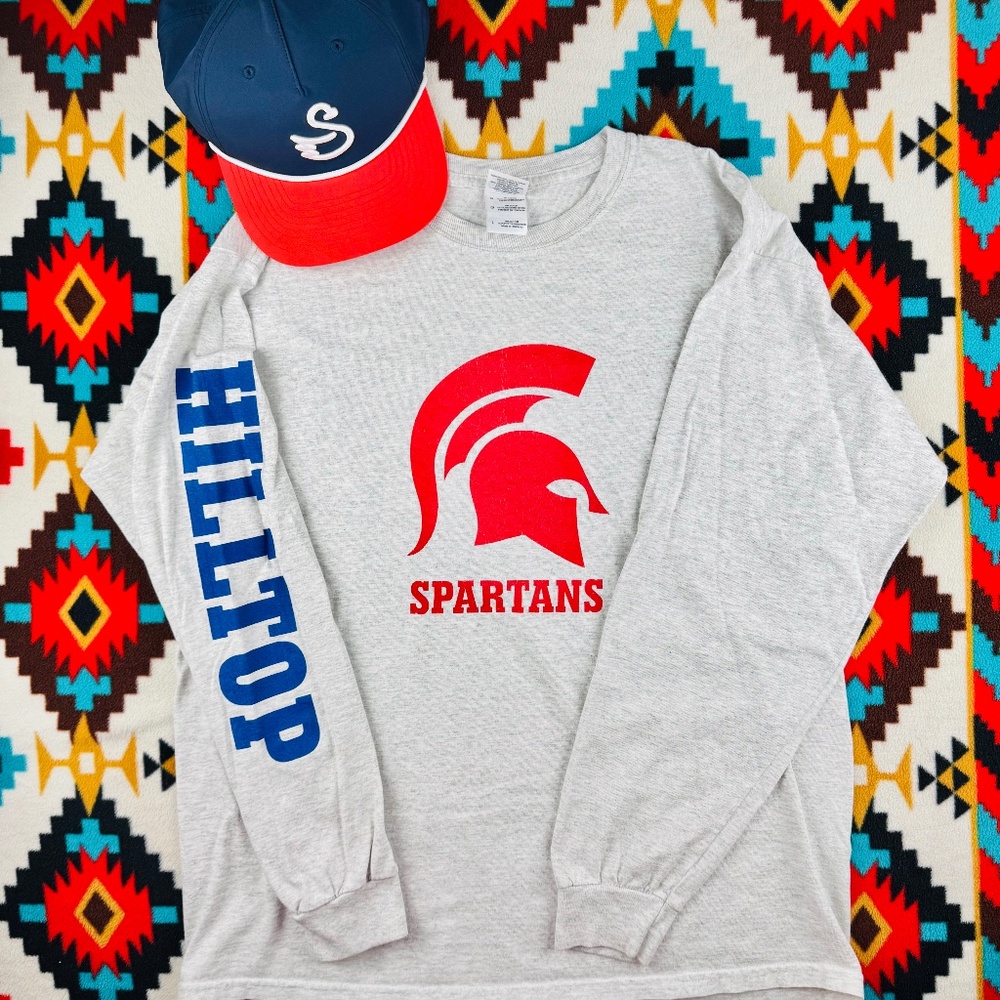 Vintage Spartans “Hithop” Long Sleeve Graphic Tee – Grey Gildan Ultra Cotton L